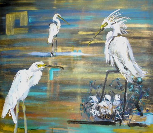 Waterbirds oil painting