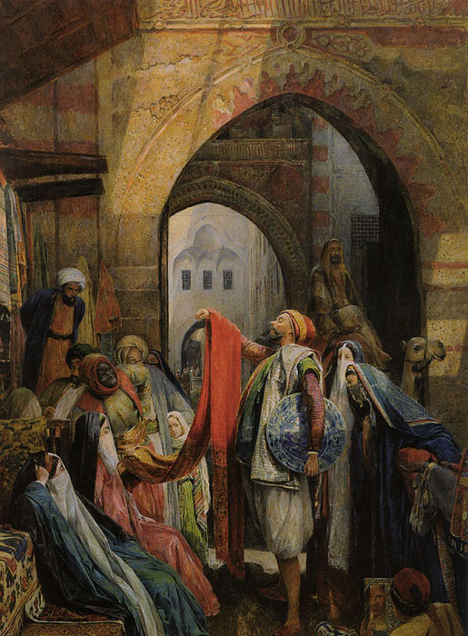 Oil Painting Reproduction of Lewis- A Cairo Bazaar - The Della l