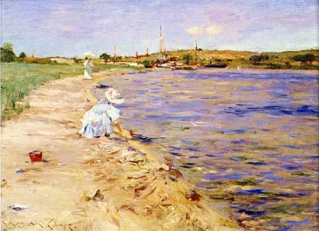 Beach Scene - Morning at Canoe Place painting, a William Merritt Chase paintings reproduction, we