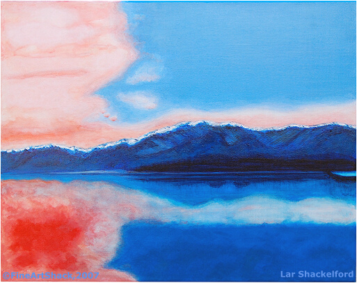 Fine Art Shack and Art by Us Present Expressionist Lake Landscape Painting - Original Fine Art by