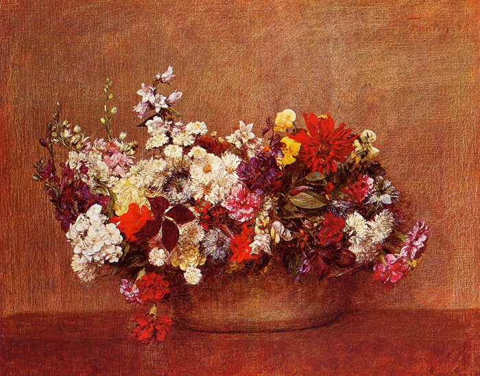 Oil Painting Reproduction of Fantin- Latour- Flowers in a Bowl