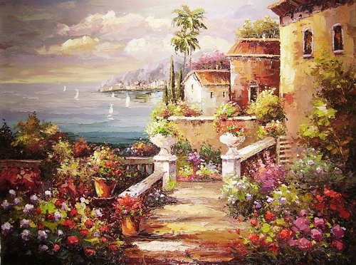 villa with sea view painting