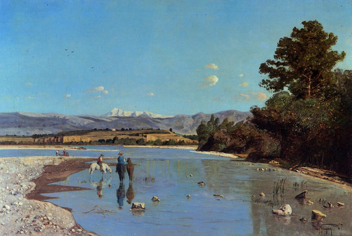 Guigou Oil Painting Reproductions - The Banks of the Durance at Puivert