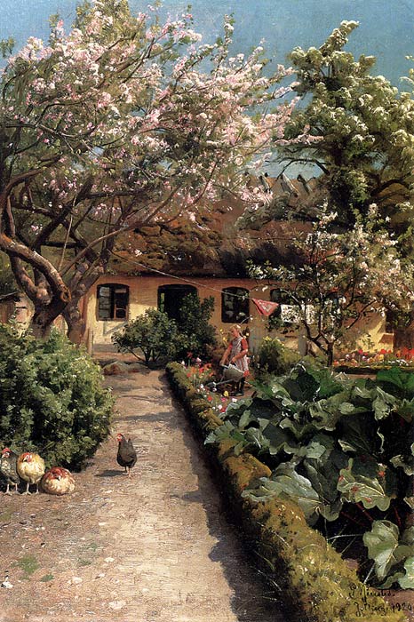 Monsted Oil Painting Reproduction - Watering The Garden