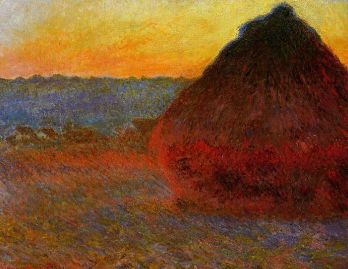 Oil Painting Reproduction of Monet- Grainstack, Impression in Pinks and Blues