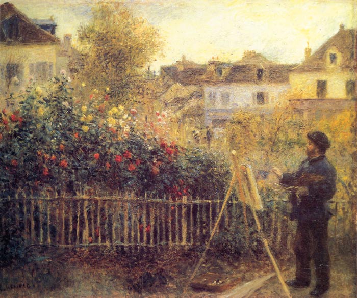 Oil Painting Reproduction of Renoir- Claude Monet Painting in his Garden at Argenteuil