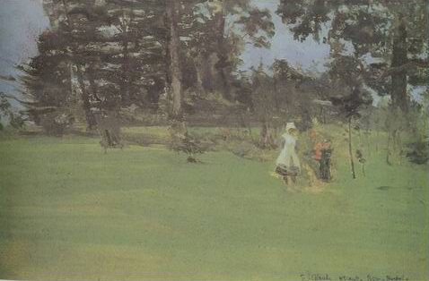 Figure on a Lawn painting