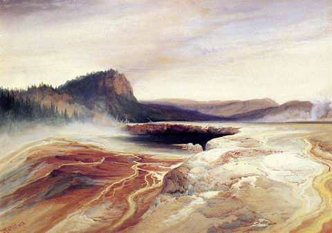 Giant Blue Spring, Yellowstone painting, a Thomas Moran paintings reproduction, we never sell Giant