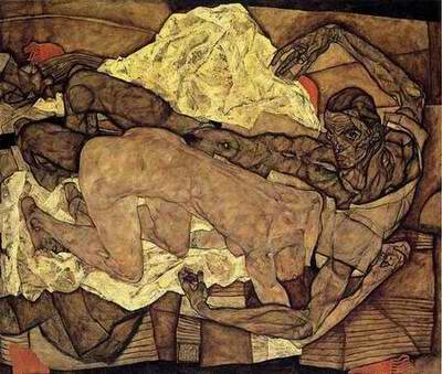 Lovers-Man and Woman I painting, a Egon Schiele paintings reproduction, we never sell Lovers-Man and