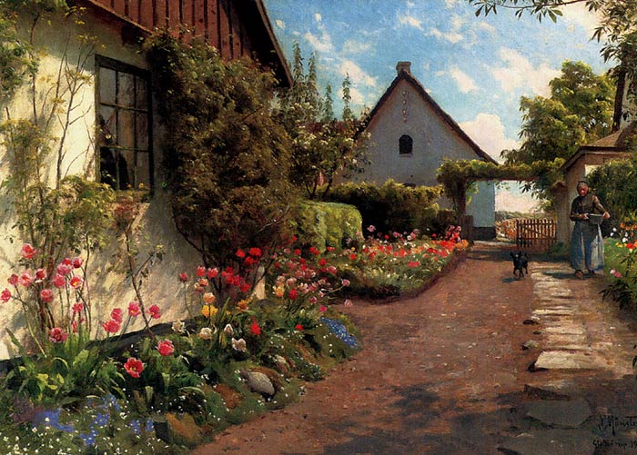 Monsted Oil Painting Reproductions - In The Garden