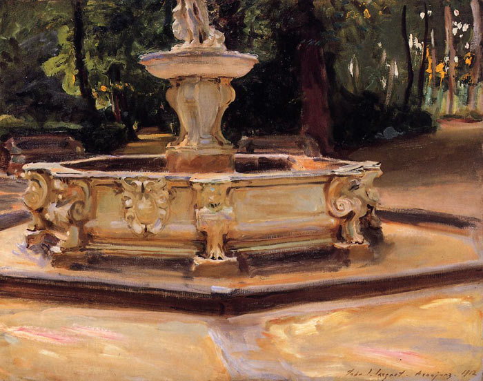 Oil Painting Reproduction of Sargent- A Marble Fountain at Aranjuez, Spain