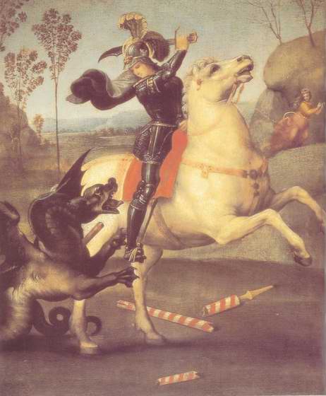 St George Fighting the Dragon painting, a Raphael Santi paintings reproduction