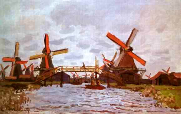 Windmills near Zaandam,1871 painting, a Claude Monet paintings reproduction, we never sell Windmills