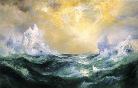 Icebergs in Mid-Atlantic painting, a Thomas Moran paintings reproduction