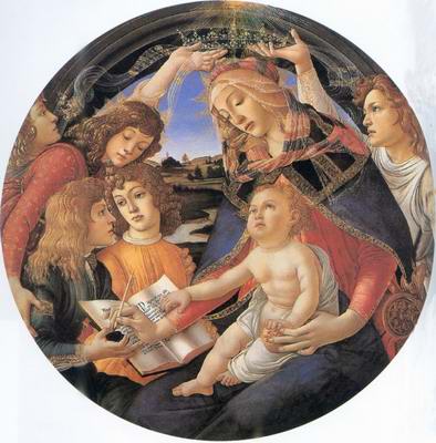 Madonna and Child with four Angels painting, a Sandro Botticelli paintings reproduction, we never
