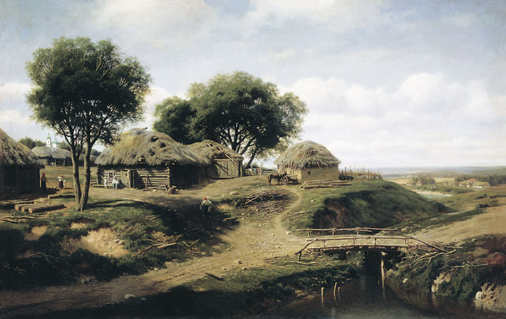 Oil Painting Reproduction of Klodt - A Viilage in the Province