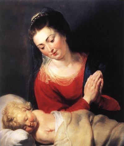 Virgin in Adoration before the Christ Child - Oil Painting Reproduction