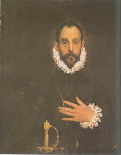 Portrait of a Nobleman with His Hand on His Chest painting, a El Greco paintings reproduction, we