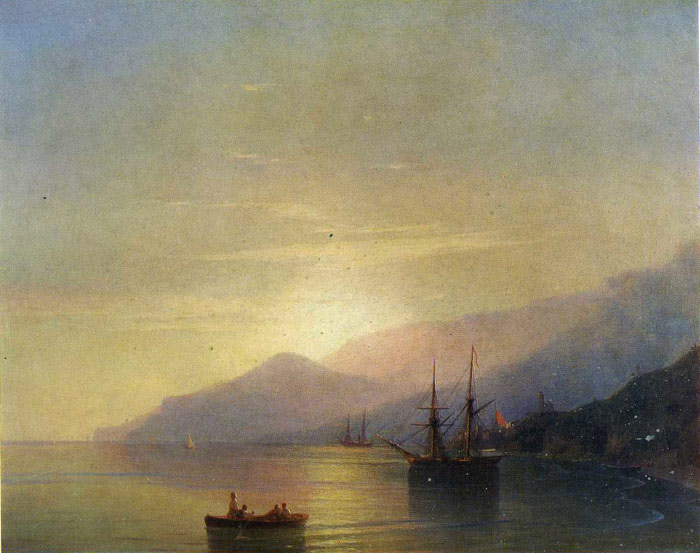 Aivazovsky Oil Painting Reproductions - Ships at Anchor