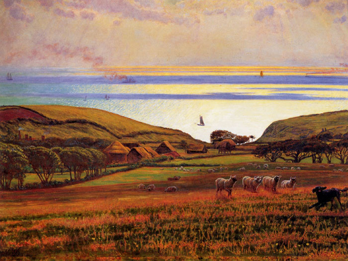 Hunt Oil Painting Reproductions - Fairlight Downs Sunlight on the Sea