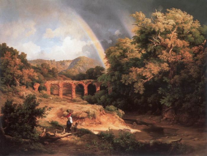 Marko Reproductions - Italian Landscape with Viaduct and Rainbow