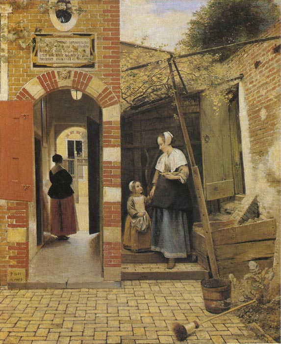 Oil Painting Reproduction of Hooch- The Courtyard of a House in Delft