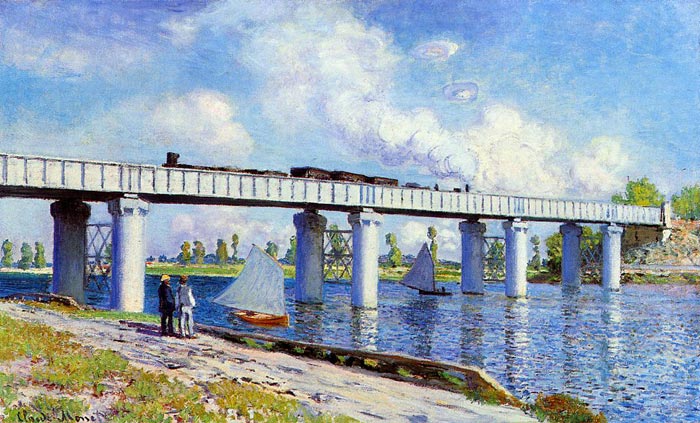 Oil Painting Reproduction of Monet- The Railroad Bridge at Argenteuil