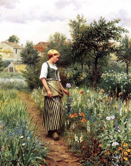 oil painting of a woman in the garden