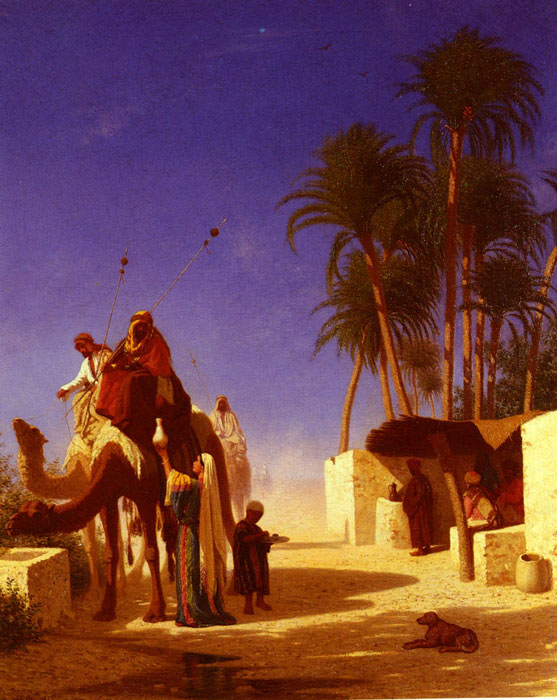 Frere Oil Painting Reproductions - Les Chameliers Buvant Le The [Camel Drivers Drinking from the