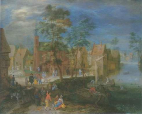 a village Scene painting, a Pieter gysels paintings reproduction, we never sell a village Scene