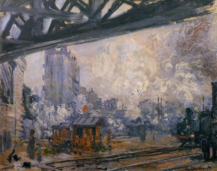 Oil Painting Reproduction of Monet- Exterior View of the Saint-Lazare Station