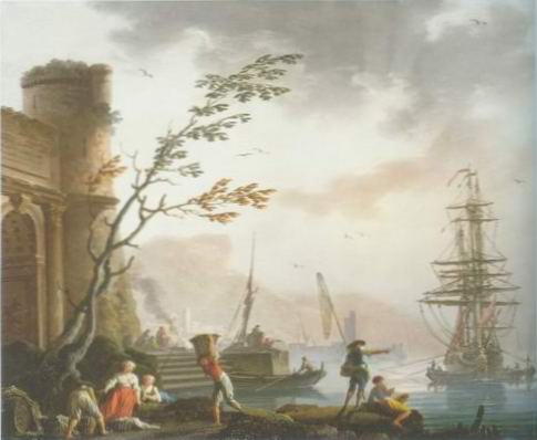 port with fishermen loading painting, a maseilles paintings reproduction, we never sell port with