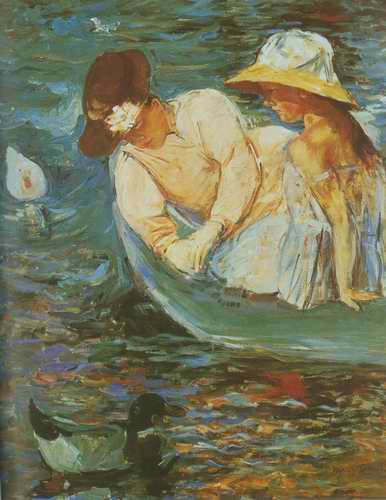 Summertime. c. 1894 painting, a Mary Cassatt paintings reproduction