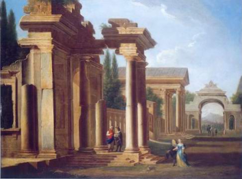 a capriccio of classical ruins painting, a nicolo codazzi paintings reproduction, we never sell a