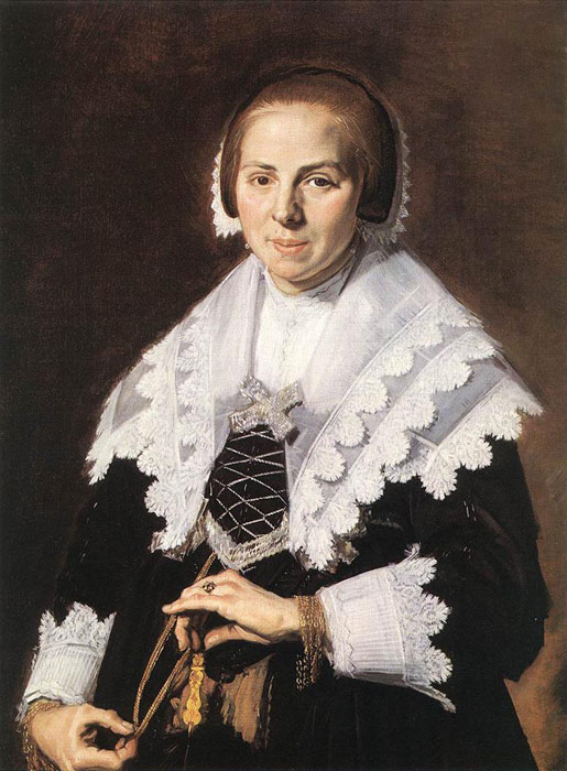 Hals Oil Painting Reproductions - Portrait of a Woman Holding a Fan