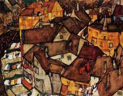 Krumau Town Crescent I painting, a Egon Schiele paintings reproduction, we never sell Krumau Town