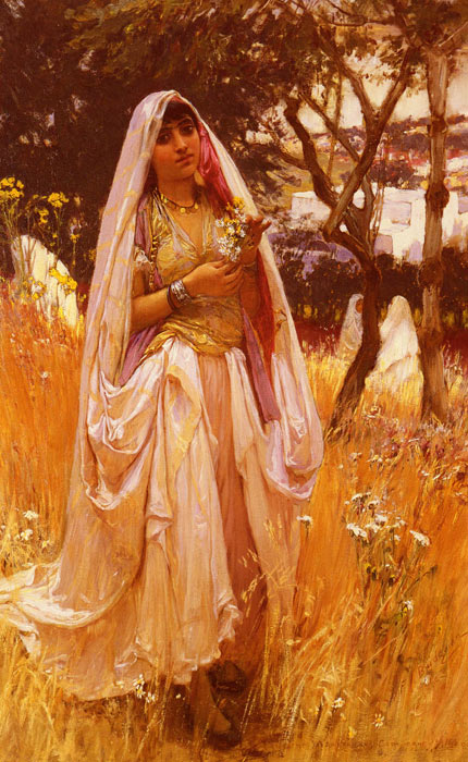 Oil Painting Reproduction of Bridgeman-Moorish Girl Algiers Countryside