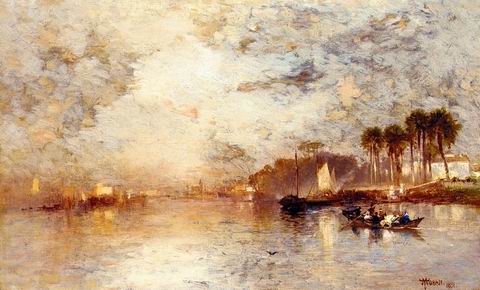 On the St. Johns River painting, a Thomas Moran paintings reproduction, we never sell On the St.