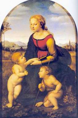 The Virgin and Child with Saint John the Baptist ( painting, a Raphael Santi paintings reproduction,