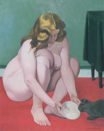 Woman with cat painting, a Felix Vallotton paintings reproduction, we never sell Woman with cat