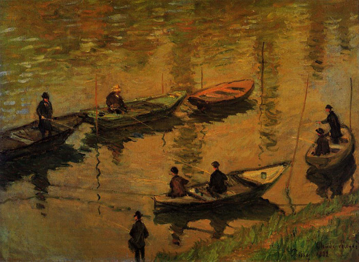 Oil Painting Reproduction of Monet- Anglers on the Seine at Poissy