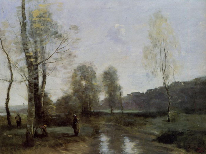 Corot Oil Painting Reproductions - Canal in Picardi