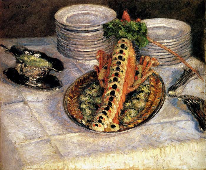 Caillebotte Oil Painting Reproductions - Still Life With Crayfish