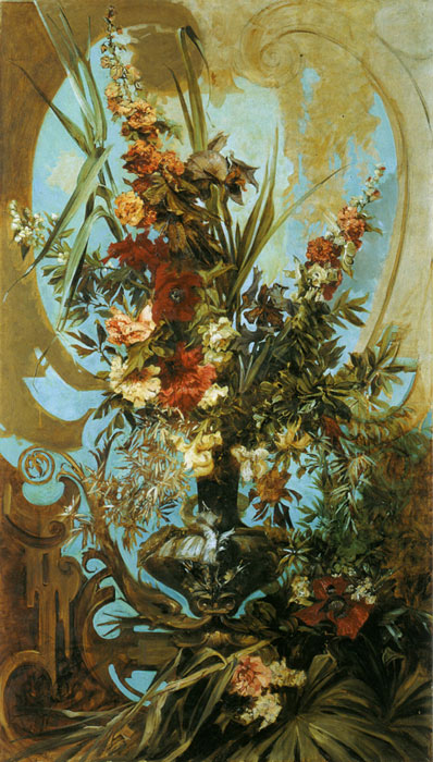 Hans Makart Oil Painting Reproductions - Grosses Blumenstuck [Large Flower Piece]