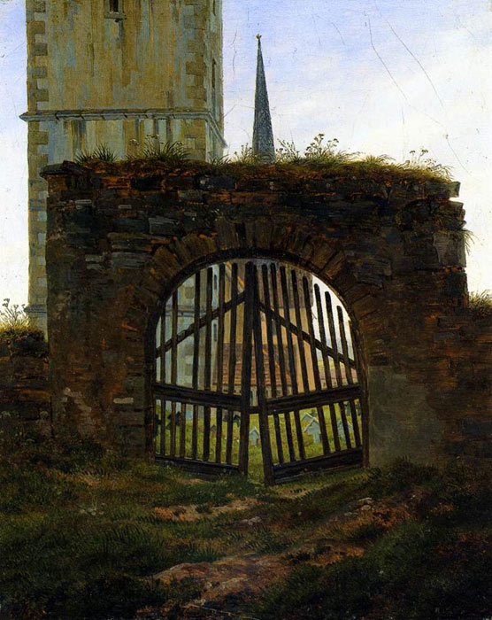 Oil Painting Reproduction of Friedrich- The Cemetery Gate (The Churchyard)