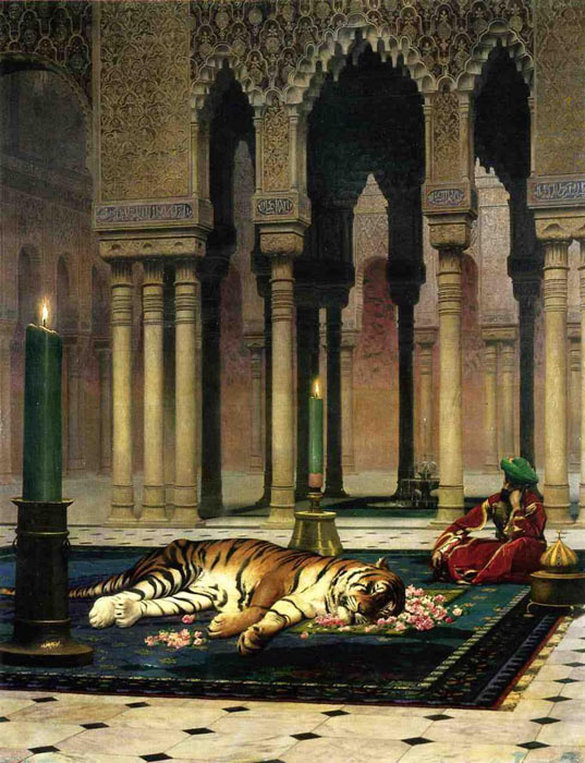 Oil Painting Reproduction of Gerome- The Pashas Sorrow aka Dead Tiger