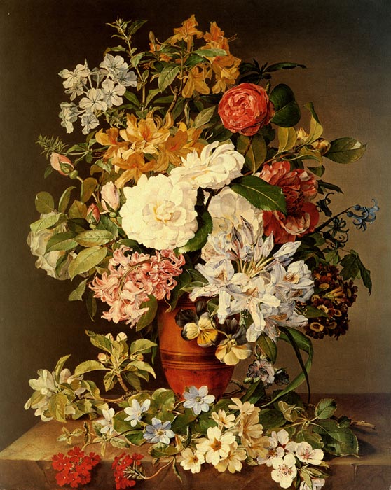 Oil Painting Reproduction of Koudelka-Schmerling - Stilleben Mit Blumen [Still life with flowers]