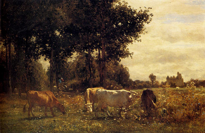 Oil Painting Reproduction of Troyon- Cows Grazing