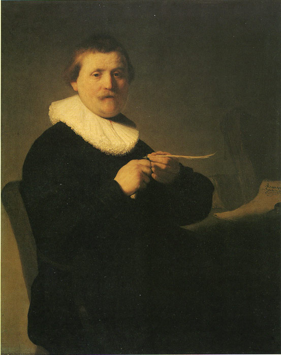 Rembrandt Oil Painting Reproductions - A Man Sharpening a Quill