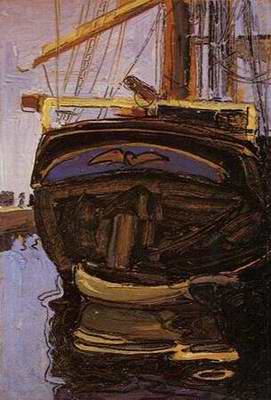 Sailing Ship with Dinghy painting, a Egon Schiele paintings reproduction, we never sell Sailing Ship